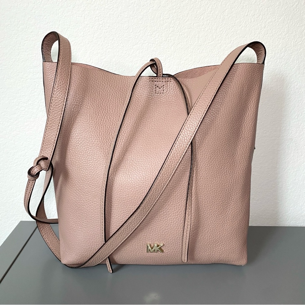 Michael Kors Blush Baby Pink Leather Messenger Tote Crossbody Bag